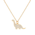 The Dragon Dinosaur 925 Sterling Silver Yellow Gold Necklace