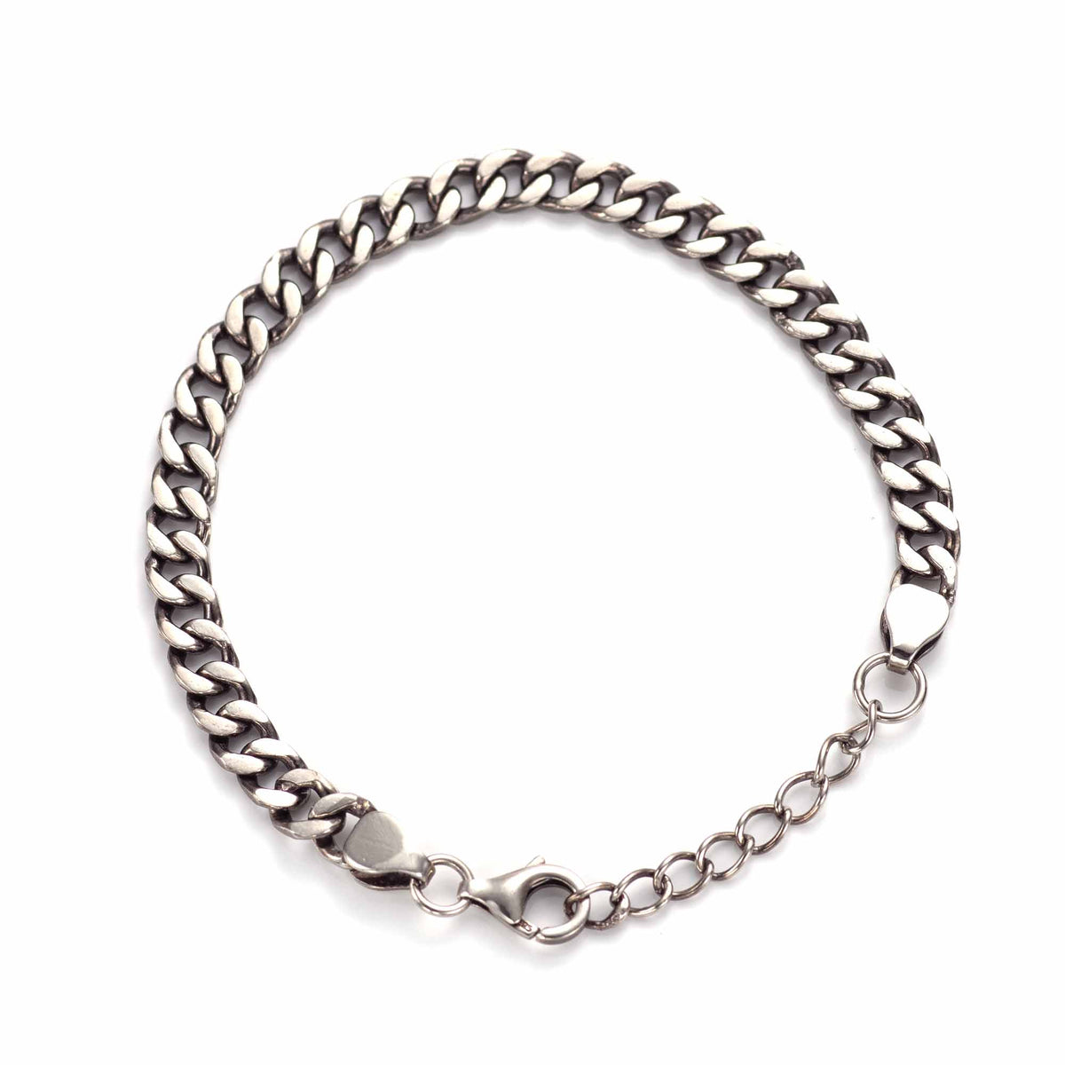 Fashion Vintage Beveled Cuban Curb Bracelet Solid 925 Sterling Silver Link Chain
