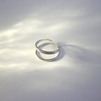 Women Double Layer CZ Lines 925 Sterling Silver Adjustable Ring