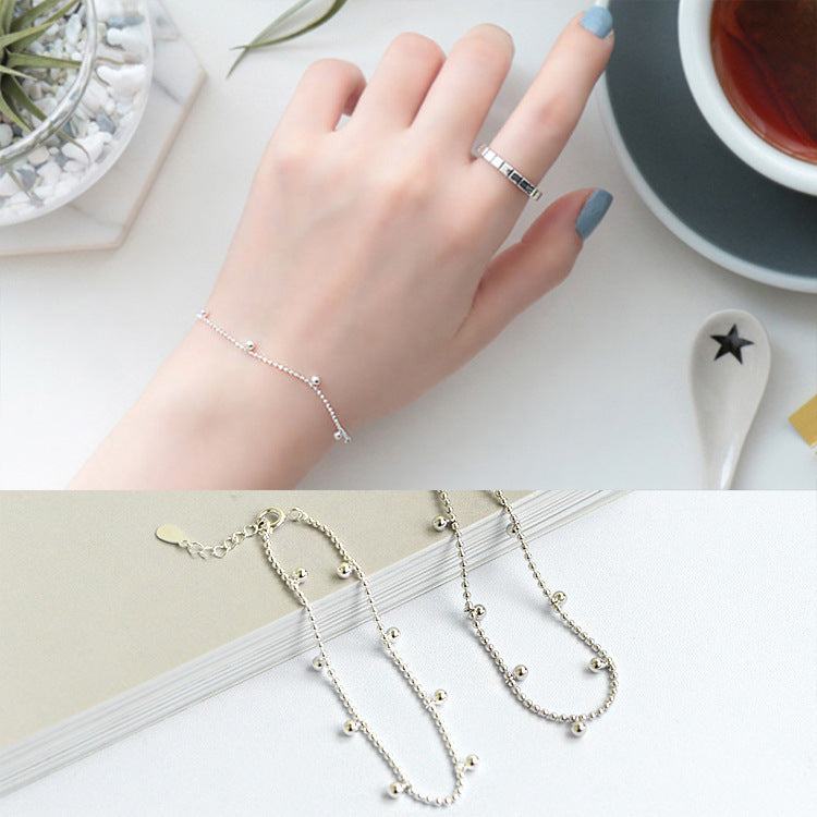 Casual Beads Ball Chain 925 Sterling Silver Bracelet