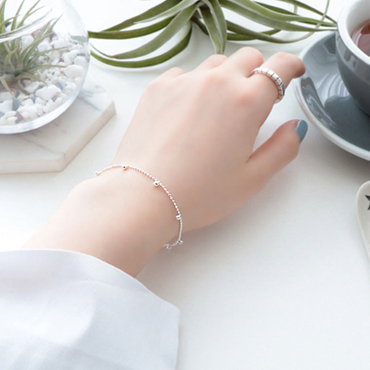 Casual Beads Ball Chain 925 Sterling Silver Bracelet