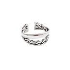 Vintage Chain Double Layer 925 Sterling Silver Adjustable Ring