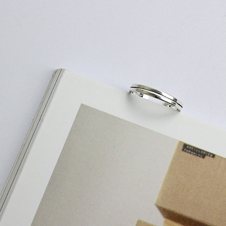 Vintage Double Layer Simple 925 Sterling Silver Adjustable Ring