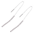 Elegant Flat Beads Tassels  925 Sterling Silver Thread Dangling Earrings