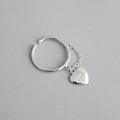 Women Simple Heart Chain 925 Sterling Silver Adjustable Ring