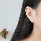 Cute CZ Honey Bee Girl 925 Sterling Silver Stud Earring(Single)