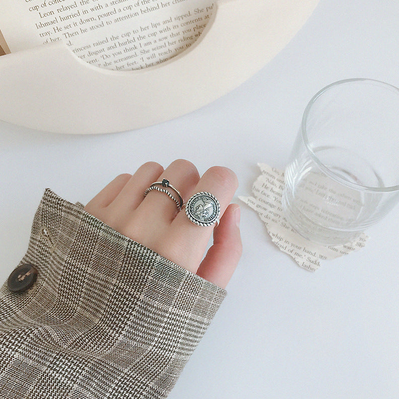 Vintage Elizabeth Portrait 925 Sterling Silver Adjustable Ring