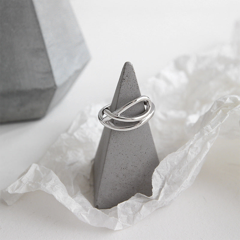 Cute Hollow Fish Lines 925 Sterling Silver Adjustable Ring