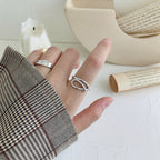 Cute Hollow Fish Lines 925 Sterling Silver Adjustable Ring