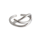 Cute Hollow Fish Lines 925 Sterling Silver Adjustable Ring