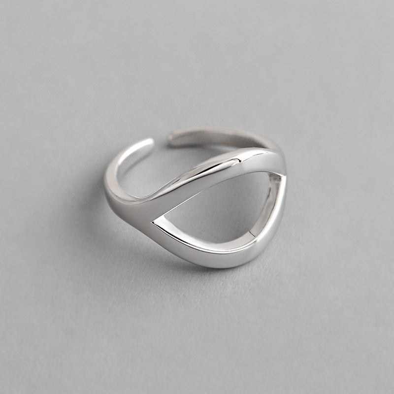 Casual Simple Open Mouth 925 Sterling Silver Adjustable Ring