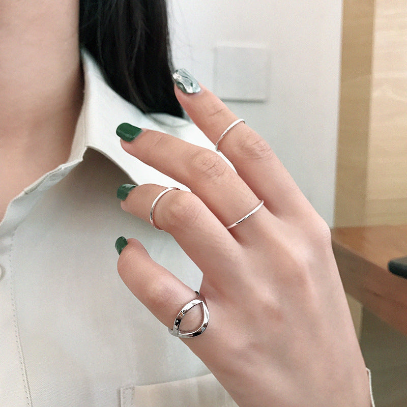 Casual Simple Open Mouth 925 Sterling Silver Adjustable Ring