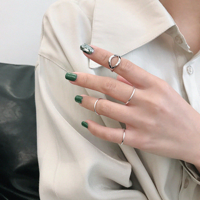 Casual Simple Open Mouth 925 Sterling Silver Adjustable Ring