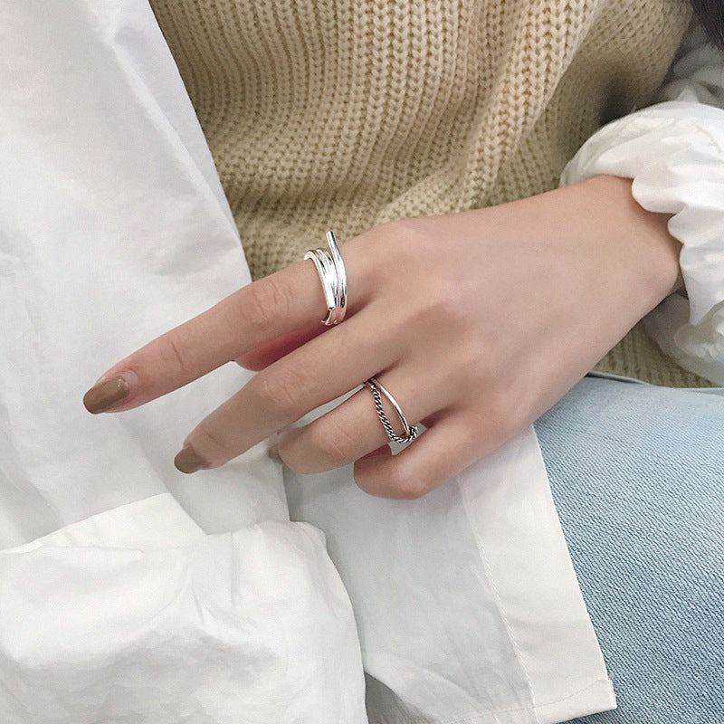 Vintage Cool Chain 925 Sterling Silver Adjustable Ring