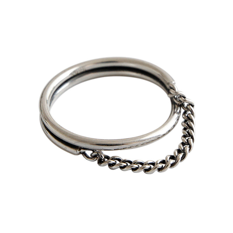 Vintage Cool Chain 925 Sterling Silver Adjustable Ring