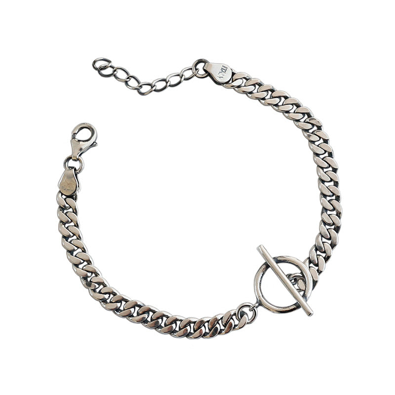 Casual Vintage Hollow Chain OT 925 Sterling Silver Bracelet