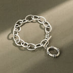Fashion Hollow Rolo Chain Vintage 925 Sterling Silver Bracelet