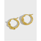 Casual Tube Twisted Rings 925 Sterling Silver Hoop Earrings