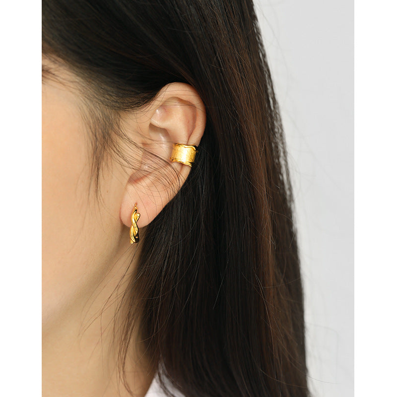 Casual Tube Twisted Rings 925 Sterling Silver Hoop Earrings