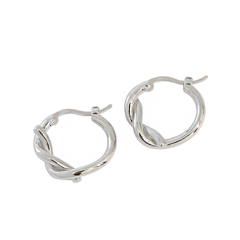 Casual Tube Twisted Rings 925 Sterling Silver Hoop Earrings