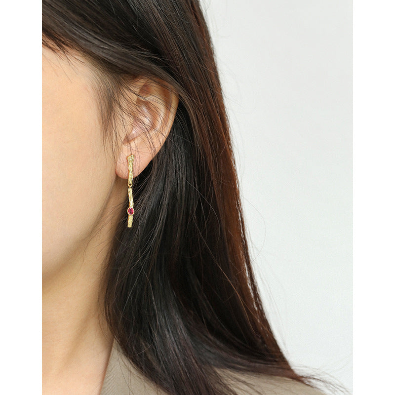 New Green Pink CZ Branch 925 Sterling Silver Dangling Earrings