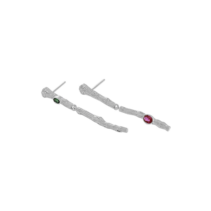 New Green Pink CZ Branch 925 Sterling Silver Dangling Earrings