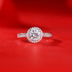 New Round Moissanite CZ Geometry 925 Sterling Silver Adjustable Ring