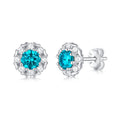 Casual Round  Moissanite CZ Heart Border Snowflake 925 Sterling Silver Stud Earrings