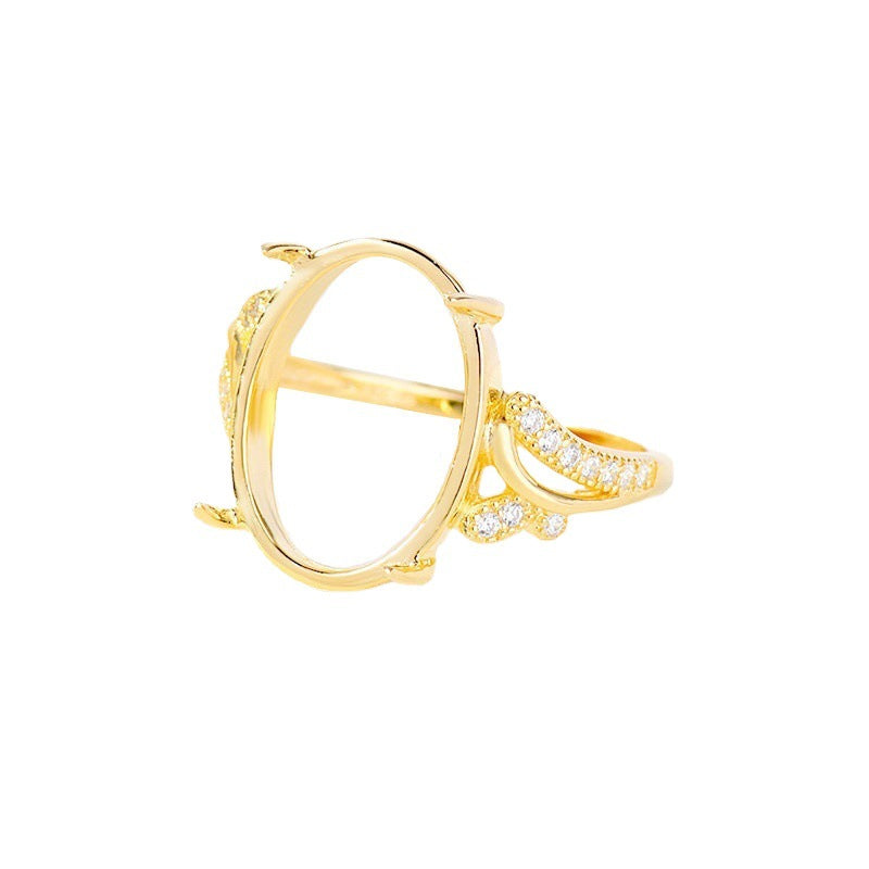 Elegant CZ 925 Sterling Silver Ring Setting for Oval Gemstone