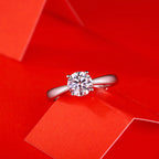 Simple Four Claw Moissanite CZ Micro Setting 925 Sterling Silver Adjustable Ring