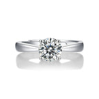 Simple Four Claw Moissanite CZ Micro Setting 925 Sterling Silver Adjustable Ring