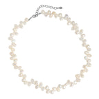 Elegant Baroque Irregular Natural Pearl 925 Sterling Silver Necklace