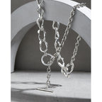 Asymmetry No Plating OT Lock Chain 925 Sterling Silver Necklace