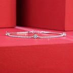 Girl Mini Six Claw Moissanite CZ Round  Chain 925 Sterling Silver Bracelet