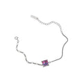Asymmetry Square CZ Figarucci Curb Chain 925 Sterling Silver Bracelet