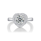 Bridesmaid Irregular Moissanite CZ Heart 925 Sterling Silver Adjustable Ring