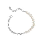 Asymmetry Natural Pearls Curb Chain 925 Sterling Silver Bracelet