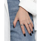 Bridesmaid Round CZ Irregular Peanut 925 Sterling Silver Adjustable Ring