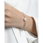 Asymmetry Chain Baroque Natural Pearl 925 Sterling Silver Bracelet