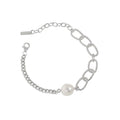 Asymmetry Chain Baroque Natural Pearl 925 Sterling Silver Bracelet