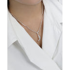 Casual Irregular Crescent Moon OT 925 Sterling Silver Necklace