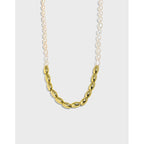 Asymmetry Oval Natural Pearl Waterdrop 925 Sterling Silver Necklace