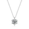 Wedding Six Claw Moissanite CZ Heart Border 925 Sterling Silver Necklace