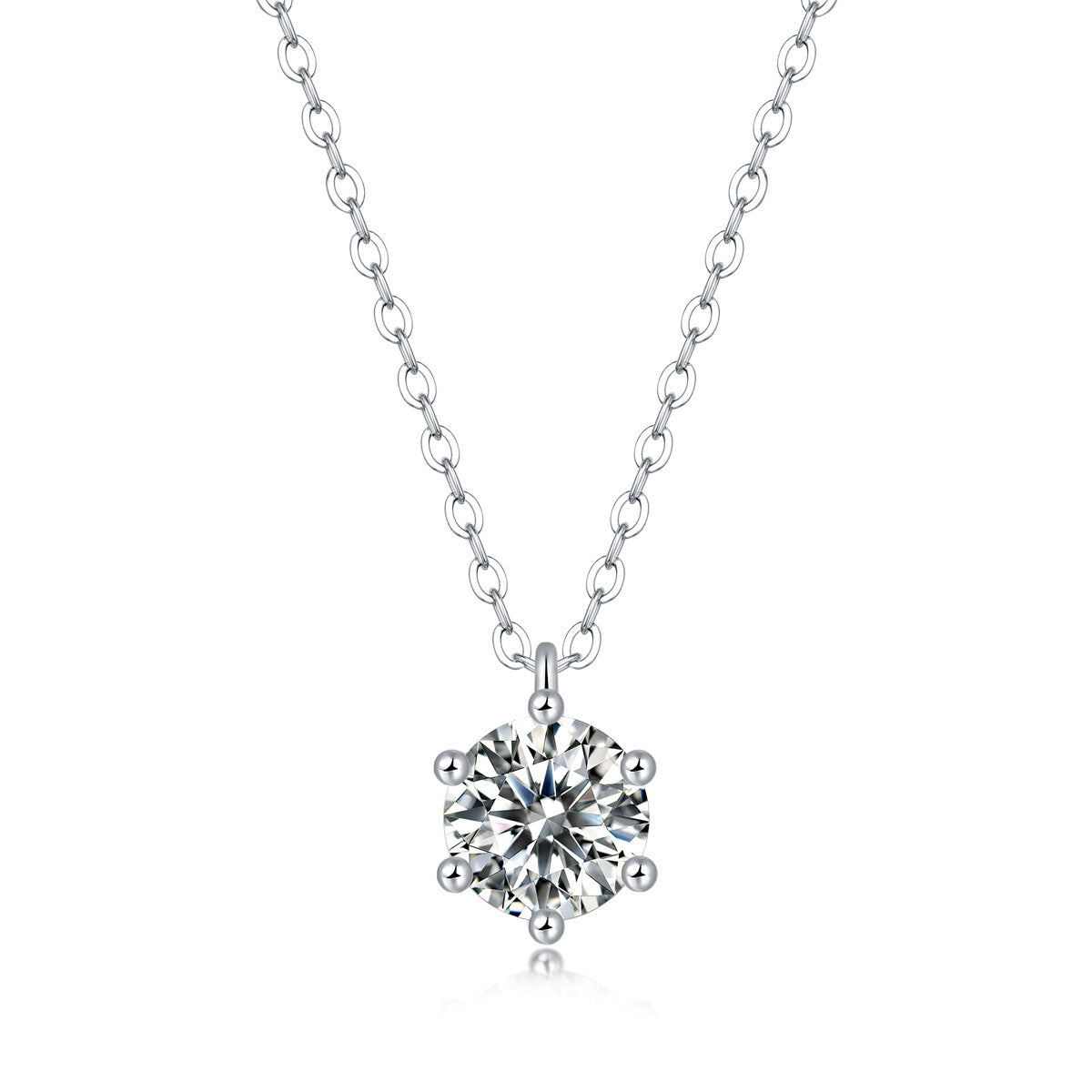 Wedding Six Claw Moissanite CZ Heart Border 925 Sterling Silver Necklace