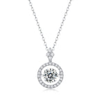 Party Dancing Moissanite CZ Circle 925 Sterling Silver Necklace