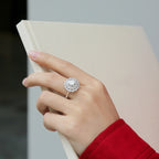 Beautiful 2ct Moissanite CZ Flower 925 Sterling Silver Adjustable Ring