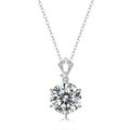 Elegant 10ct Round Moissanite CZ Heart Border 925 Sterling Silver Necklace