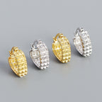 Classic Gear Rivet  Heart 925 Sterling Silver Hoop Earrings