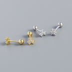 Cute Mini CZ Flower New 925 Sterling Silver Stud Earrings