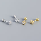 Cute Mini CZ Flower New 925 Sterling Silver Stud Earrings